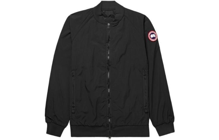 Canada Goose Black Solid Logo Print Sleeve Zip-Up Jacket JVM1669949129564