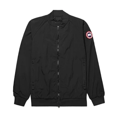 Canada Goose Black Solid Logo Print Sleeve Zip-Up Jacket JVM1669949129564