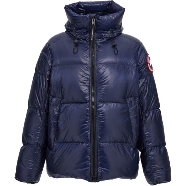 Canada Goose Blue Glossy Hooded Puffer Jacket Short Parka 2252M5-163