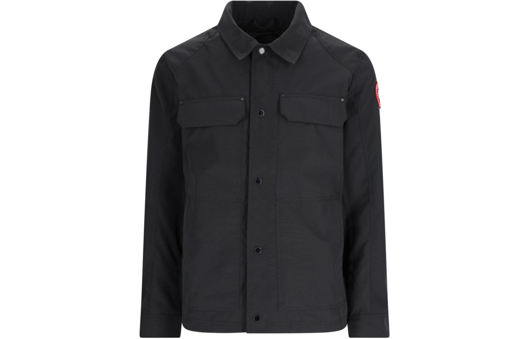 Canada Goose Burnaby  Black Long-Sleeve Jacket with Badge Flap Pockets 2447M61