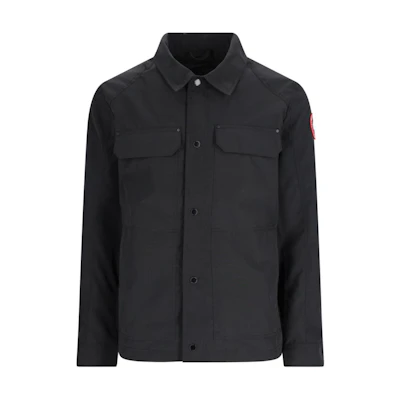 Canada Goose Burnaby Black Long-Sleeve Jacket with Badge Flap Pockets 2447M61