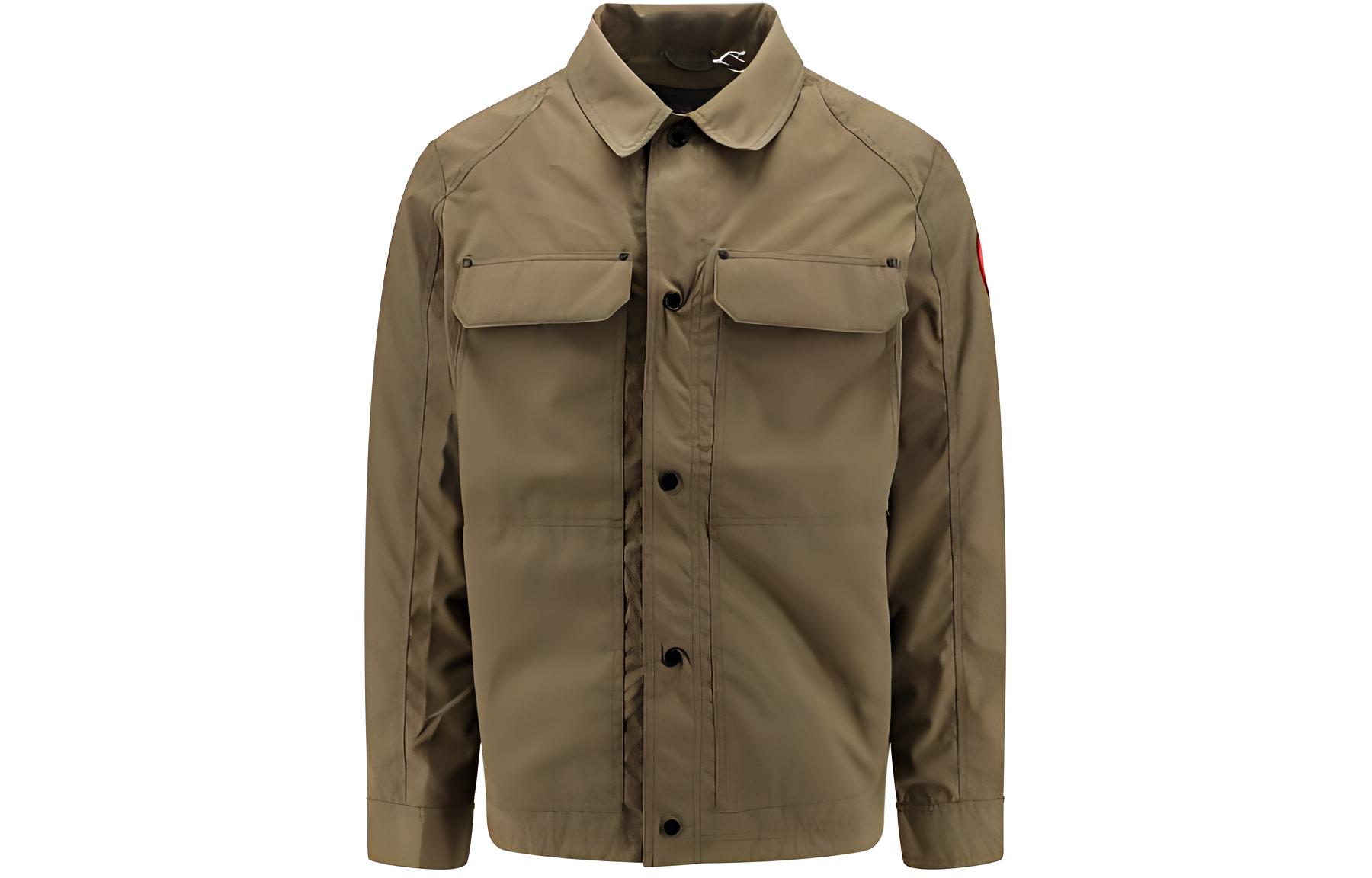 Canada Goose Burnaby Green Logo Button-Up Long Sleeve Jacket CG2447M4949