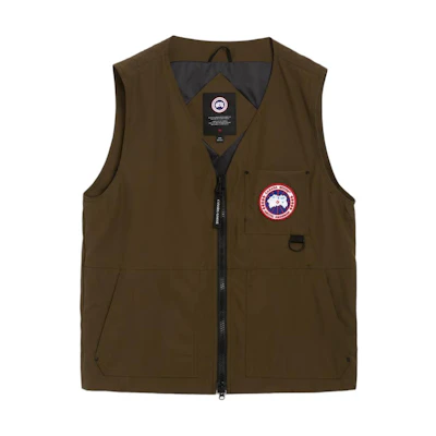 Canada Goose Canmore Red Label Olive Green Logo Zip Vest Unisex 2449M-49