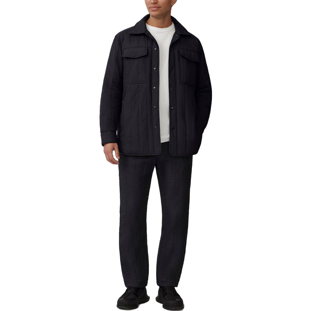 Shop Canada Goose Carlyle 男友風黑色羽絨襯衫外套 紅標款 男女通用款式 6845M-61