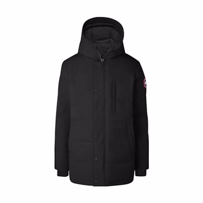 Canada Goose Carson Black Mid-Length Hooded Jacket with Zipper. CG2079-M61