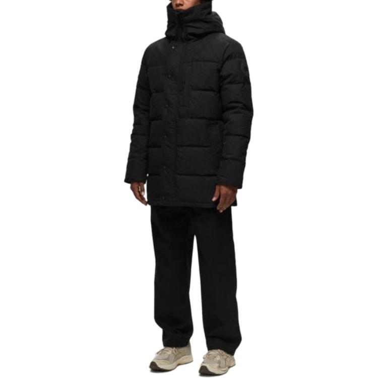 Lookbook Canada Goose Carson Black Hooded Logo Print Jacket for Men. 2079MB2-61