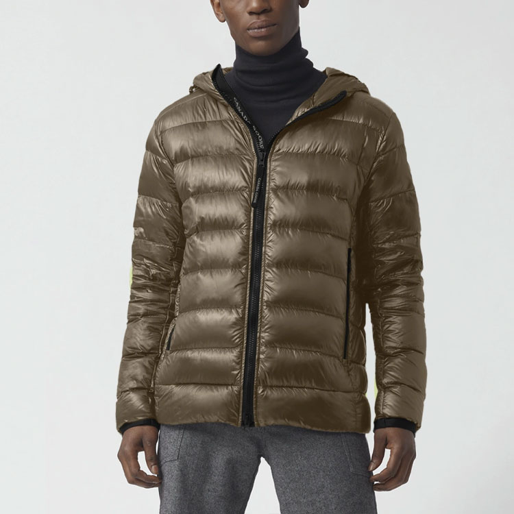 Shop Canada Goose Crofton FW22 Black Label Hooded Puffer Jacket Mens Nomad Khaki. 2227MB-255