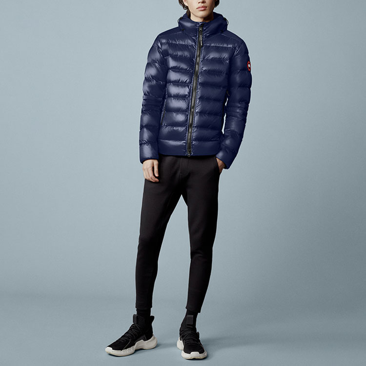 Shop 캐나다구스 크로프턴 레드라벨 경량 후드 패딩 재킷 네이비 유니섹스 겨울용. 2227M-63