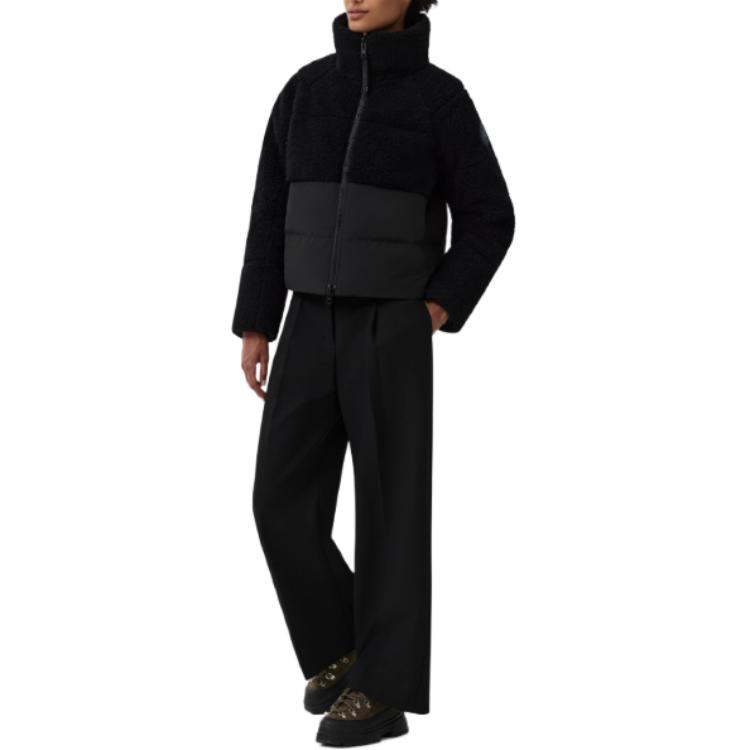 Shop Canada Goose Elora 黑標女款短版立領羽絨外套 黑色 2609WB-61