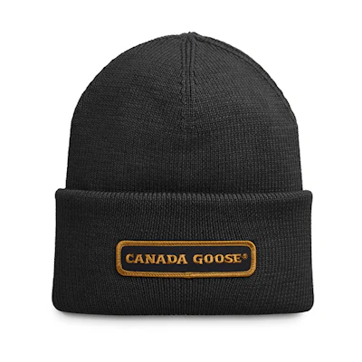 Canada Goose Emblem Rib Wool Knit Beanie for Men 5023M