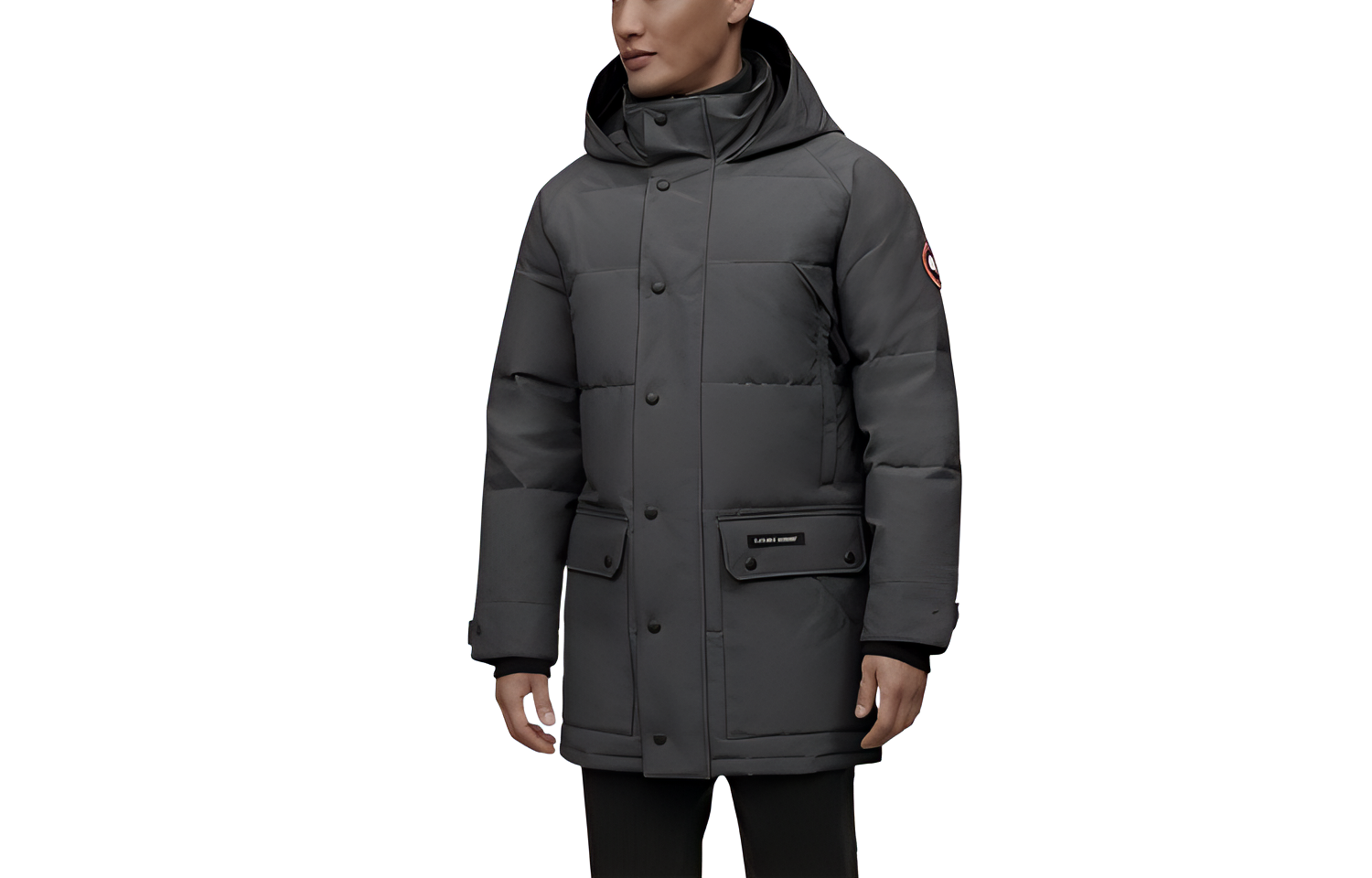 Canada Goose Emory  Mid-Length Hooded Down Jacket Graphite Color. 2580MT-66