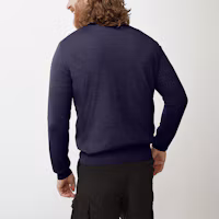 Shop Canada Goose FW21 男士海軍藍標誌圓領套頭毛衣。 6892M-67