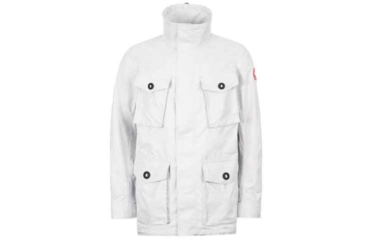 Canada Goose FW21 Stanhope Logo Multi-Pocket Jacket Silver Birch White Mens 2411M-200