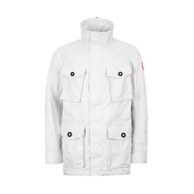Canada Goose FW21 Stanhope Logo Multi-Pocket Jacket Silver Birch White Mens 2411M-200