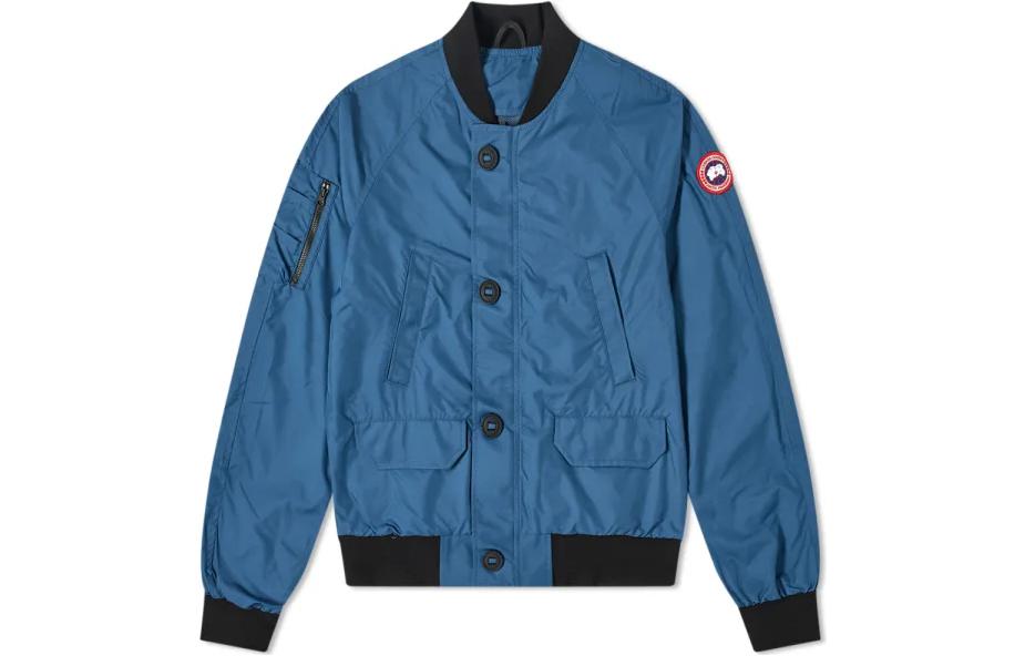 Canada Goose FW22 Blue Collarless Jacket with Badge and Contrast Trim 2515M-853