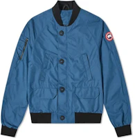 Canada Goose FW22 Blue Collarless Jacket with Badge and Contrast Trim 2515M-853 Canada Goose FW22 Blue Collarless Jacket with Badge and Contrast Trim 2515M-853