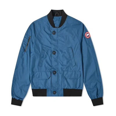Canada Goose FW22 Blue Collarless Jacket with Badge and Contrast Trim 2515M-853