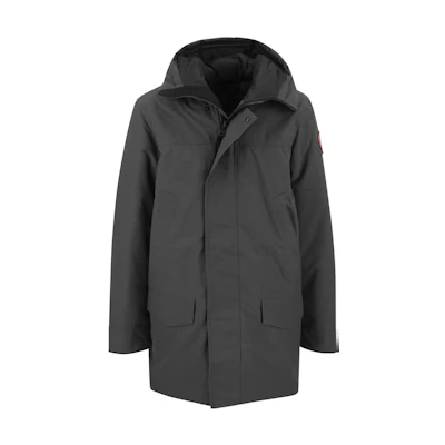 Canada Goose FW22 Langford Mid-Length Hooded Parka for Men in Dark Grey. 2052M-66