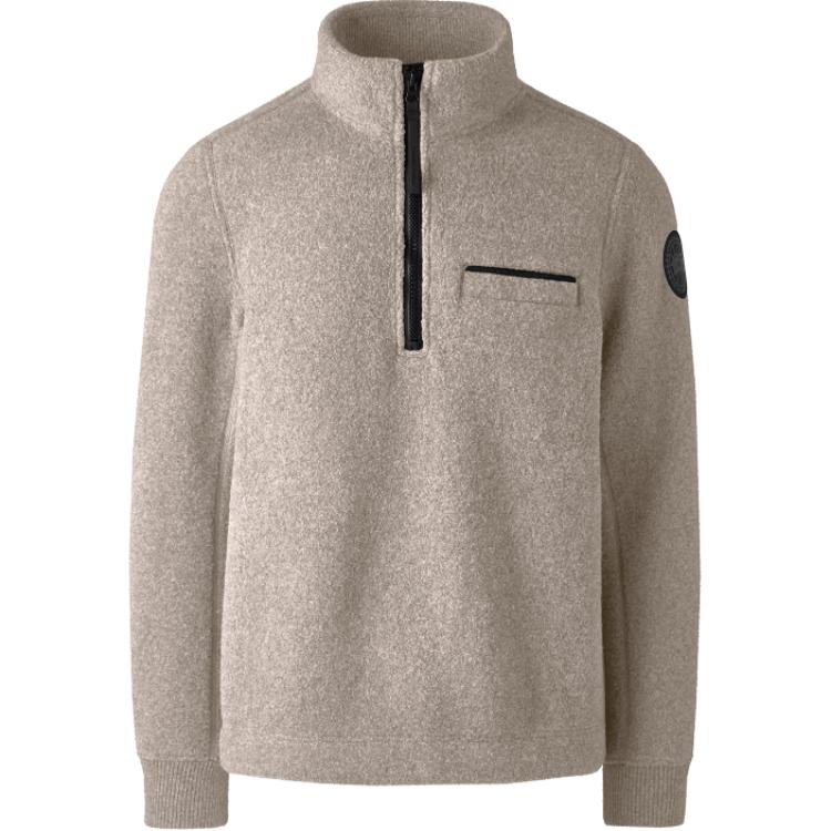 Canada Goose FW22 Lawson Black Label 1/4 Zip Fleece Jacket Grey/Tan Mens 7055MB-149