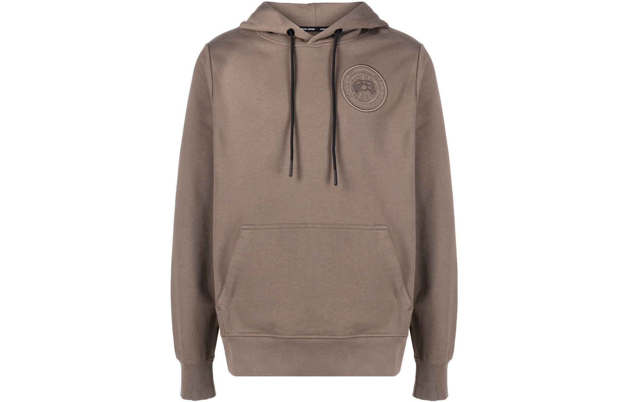 Canada Goose FW23 Brown Logo Embroidered Hoodie Long Sleeve 7403M5252