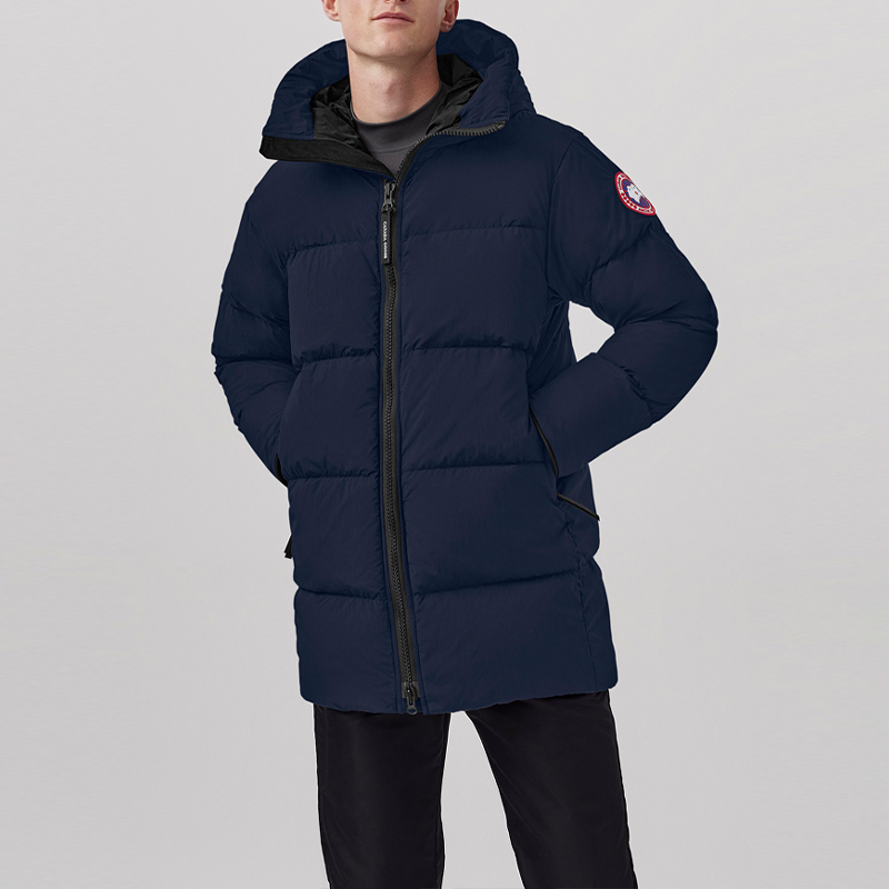 Shop Canada Goose FW23 Chaqueta Azul Hombre Lawrence Puffer Capucha Pluma Mid-Length. 2801M-63