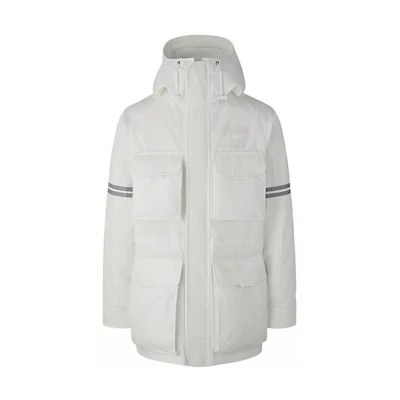 Canada Goose Humanature SS22 Beige Hooded Utility Jacket with Multiple Pockets. 4183M1-99