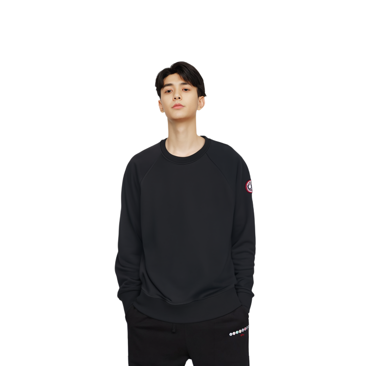 Cheap Canada Goose Huron FW21 Logo Crewneck Sweatshirt Hitam. 7400M-61