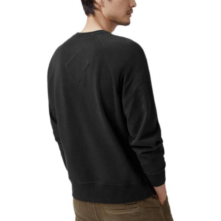 Shop Canada Goose Huron FW22 Black Label Crewneck Sweatshirt Lelaki Hitam 7400MB-61