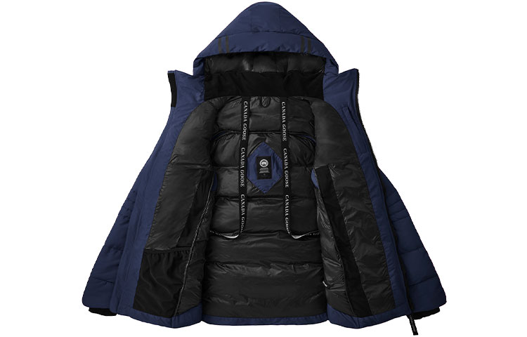Lookbook 加拿大鵝 HyBridge 藍色連帽防風防水羽絨夾克 男女適用 2742M-63