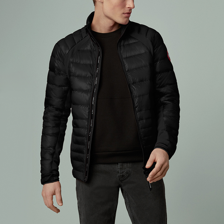 Shop Canada Goose HyBridge Logo Black Windproof Puff Jacket Unisex 2714M-61