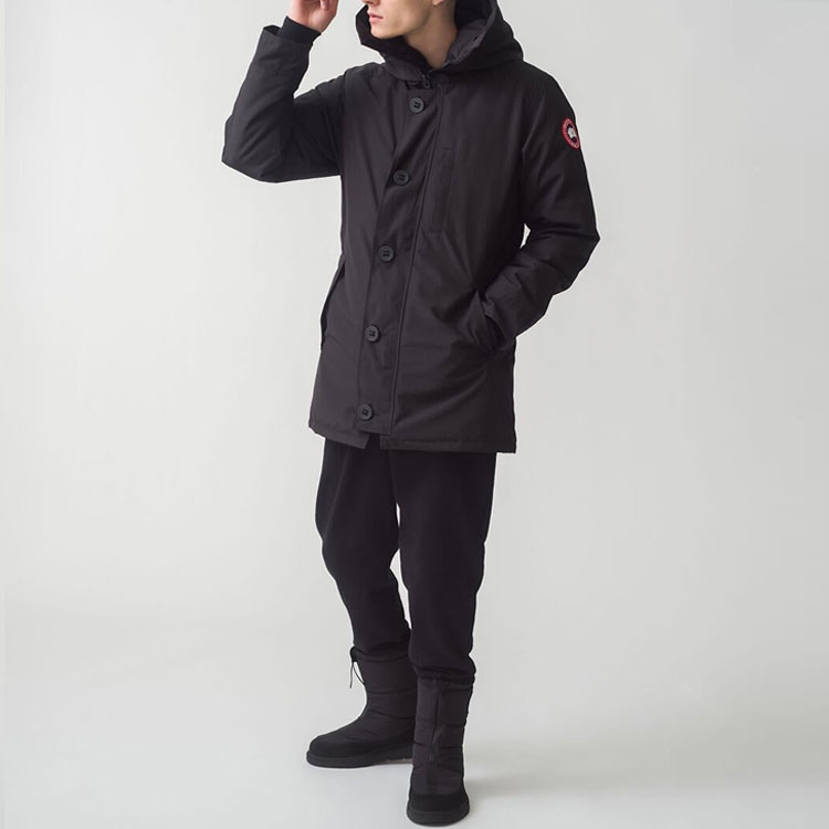 Shop 加拿大鹅Jasper系列红标黑色连帽羽绒服男女通用 3438MJ