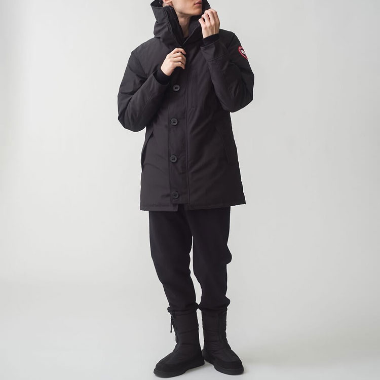 Purchase 加拿大鹅Jasper系列红标黑色连帽羽绒服男女通用 3438MJ