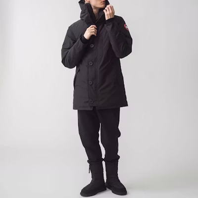 加拿大鹅Jasper系列红标黑色连帽羽绒服男女通用 3438MJ Purchase 加拿大鹅Jasper系列红标黑色连帽羽绒服男女通用 3438MJ