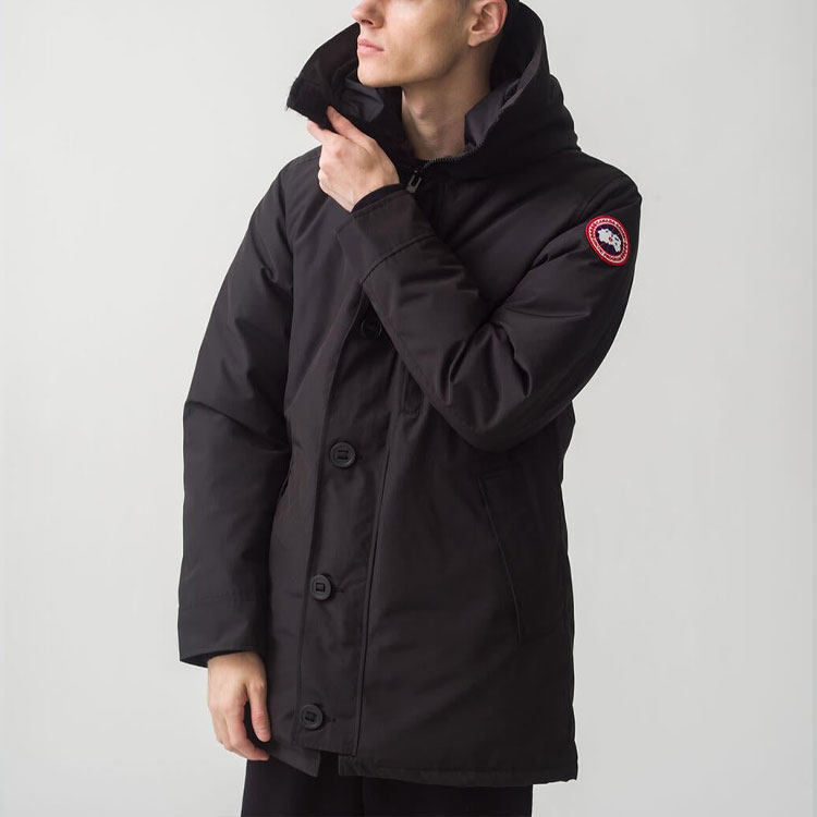 Sizing 加拿大鹅Jasper系列红标黑色连帽羽绒服男女通用 3438MJ