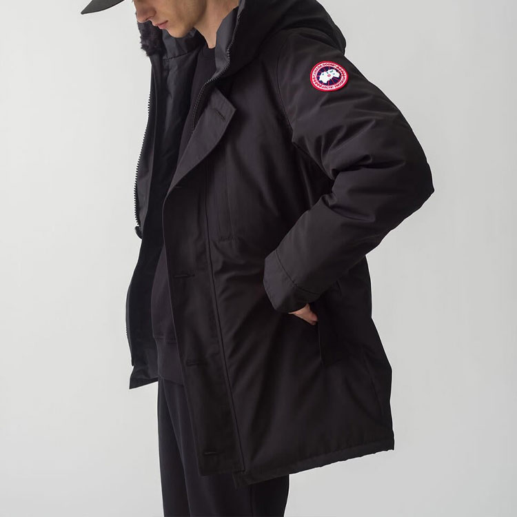 Cheap 加拿大鹅Jasper系列红标黑色连帽羽绒服男女通用 3438MJ