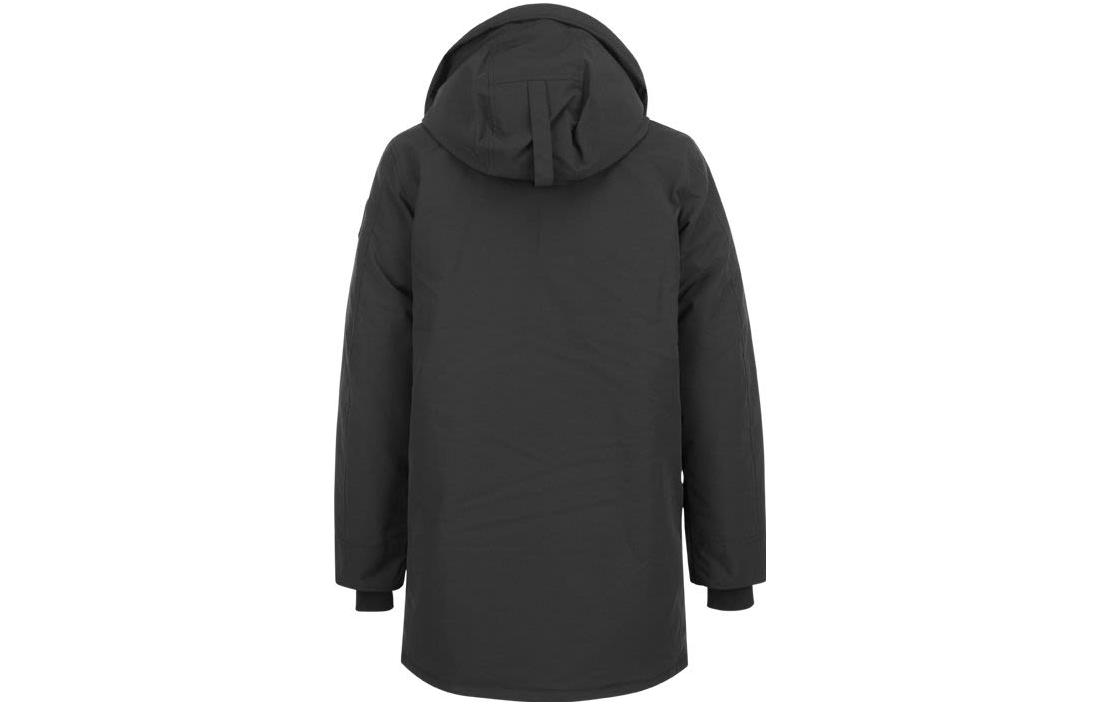 Lookbook Canada Goose Langford FW22 Jaket Parka Lelaki Hitam dengan Isian Bulu & Label Merah. 2052M-61