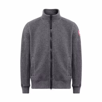 Canada Goose Lawson Gray Wool Fleece Jacket for Men with Logo and Zip Front 7049M-211
