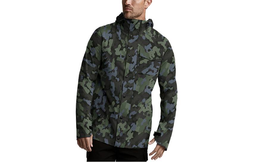 Canada Goose Logo Long-Sleeve Hooded Rain Jacket Men’s Wutong Camo 5608MP-814