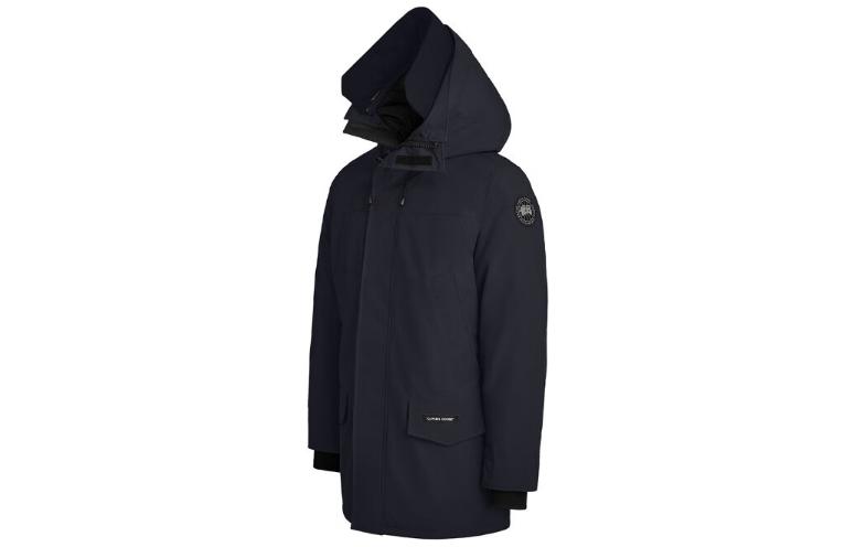 Canada Goose Logo Patch Solid Color Long Parka Jacket for Men in Navy Blue 2062MBT-67