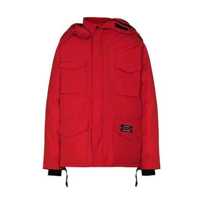 Canada Goose Logo Red Down Jacket Long Sleeve Hooded Outerwear. 4071UYP-11