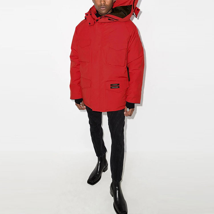 Canada Goose Logo Red Down Jacket Long Sleeve Hooded Outerwear. 4071UYP-11 圖 3