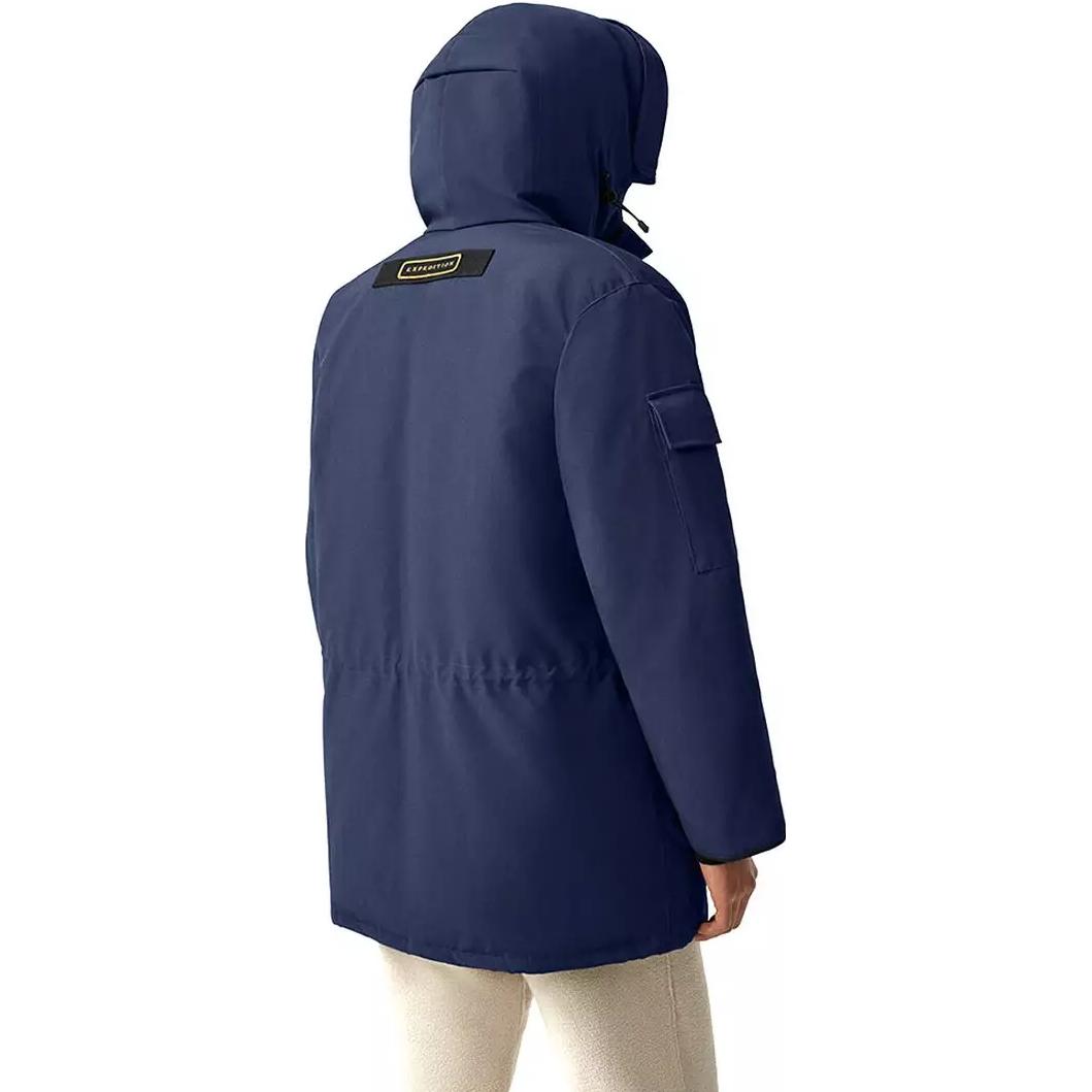 Shop Canada Goose Navy Blue Hooded Multi-Pocket High-Neck Coat 2051M-63