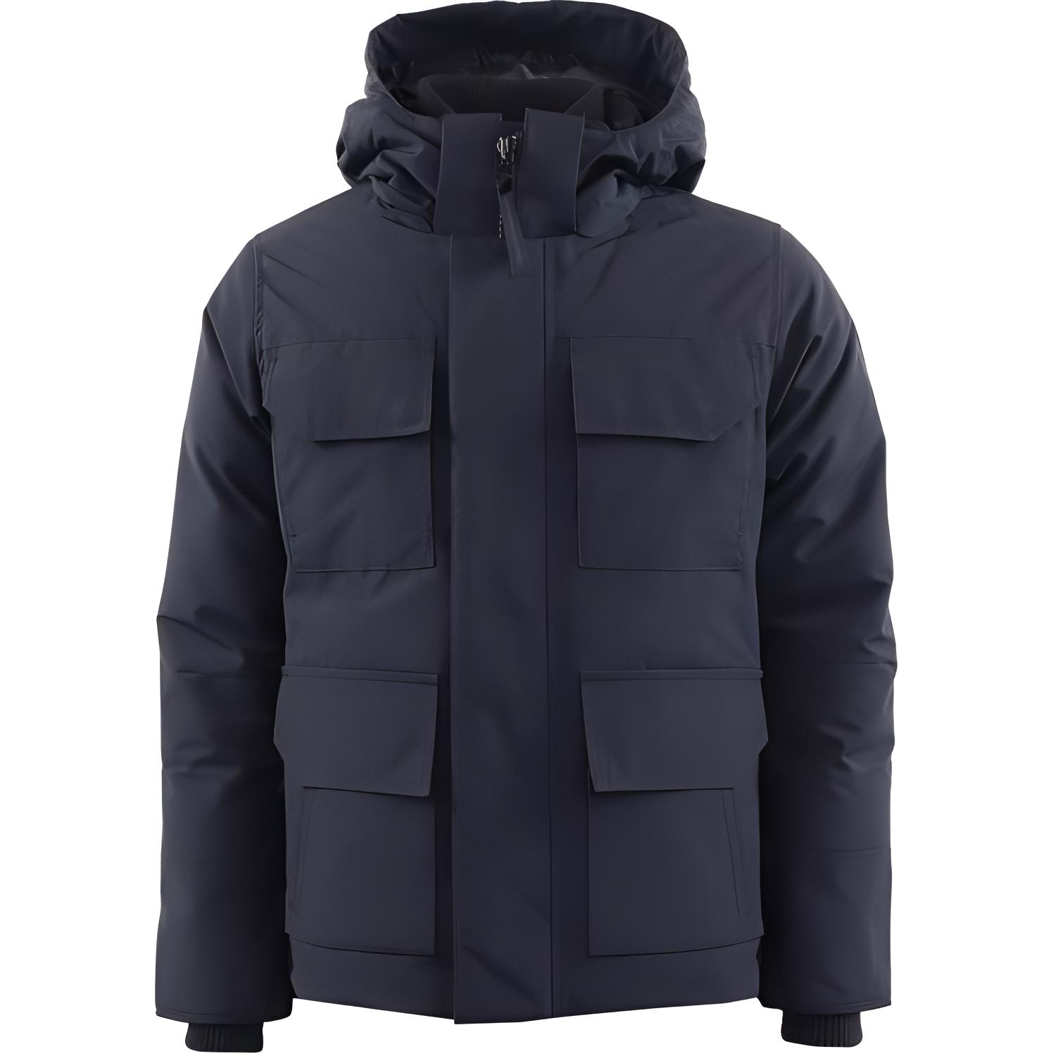 Canada Goose Navy Blue Solid Hooded Puffer Jacket with Zipper CG4550MB-43