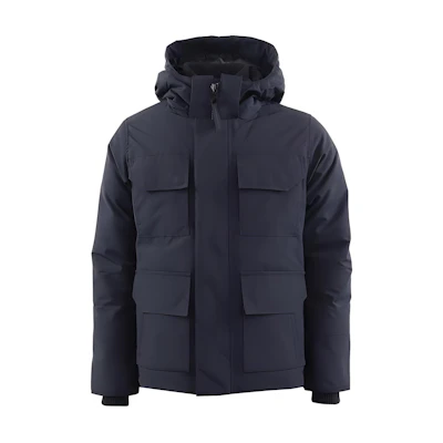 Canada Goose Navy Blue Solid Hooded Puffer Jacket with Zipper CG4550MB-43