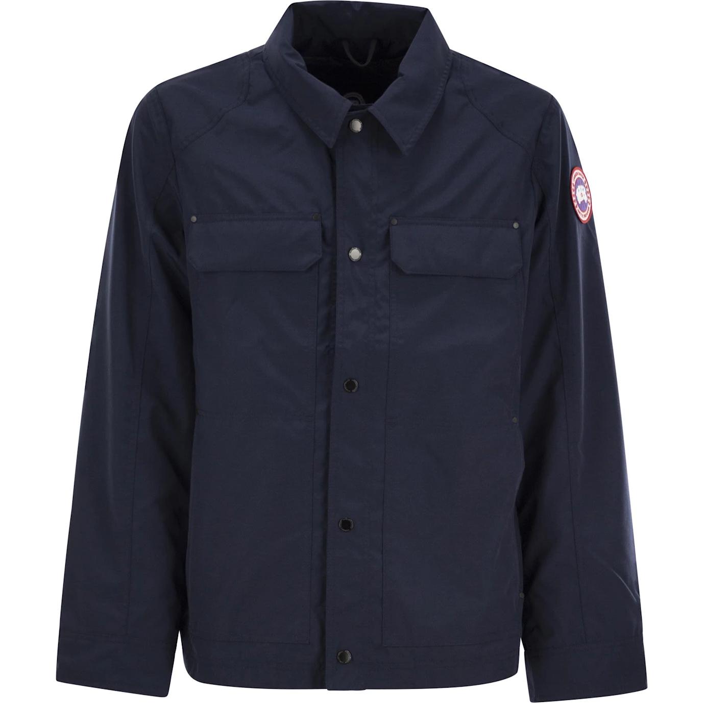 Canada Goose Navy Blue Solid Logo Collared Button-Up Jacket 2447M-63