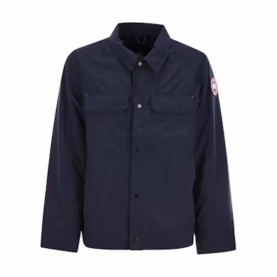 Canada Goose Navy Blue Solid Logo Collared Button-Up Jacket 2447M-63