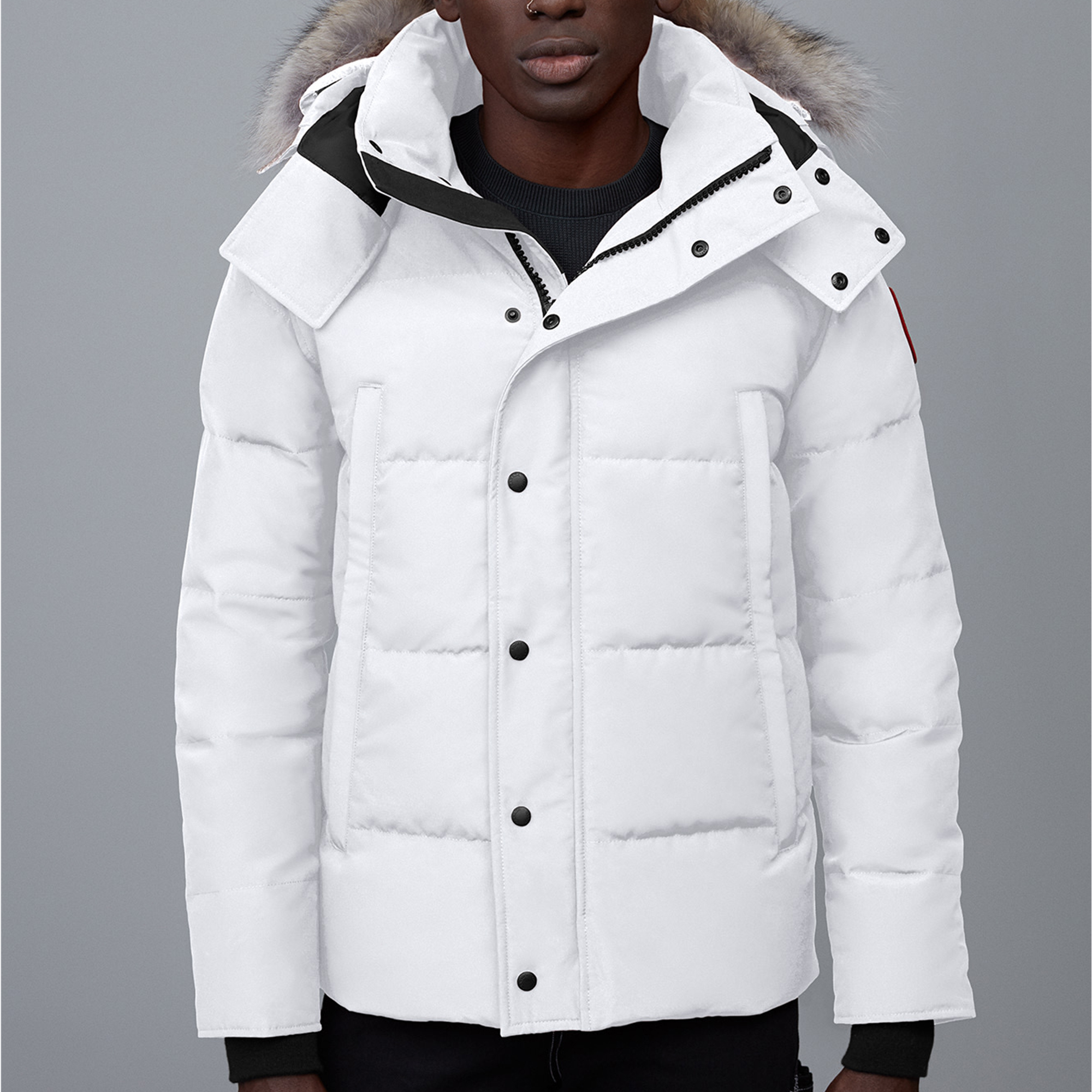 Lookbook Canada Goose 紅標 Wyndham 白鴨絨連帽外套 - 曙光白 男女適穿 3808M-827