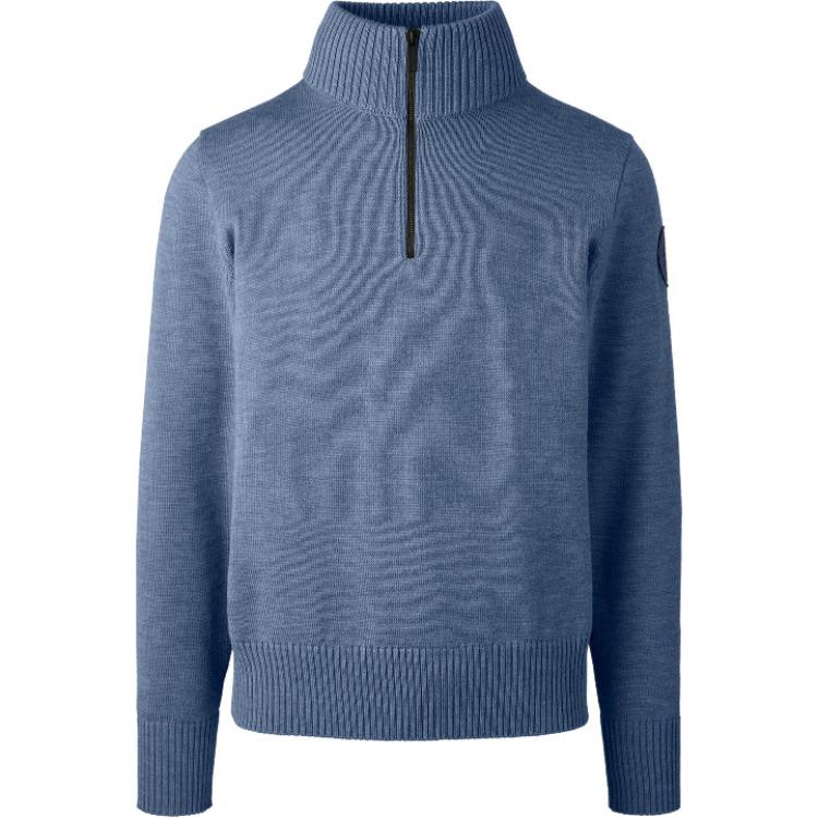 Canada Goose Rosseau 1/4 Zip Logo High-Neck Sweater  Blue SS24. 7090M-1026