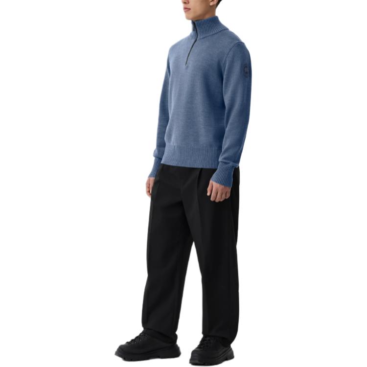 Lookbook カナダグース ロッソー 1/4ジップ ロゴ ハイネック セーター ブルー SS24 7090M-1026
