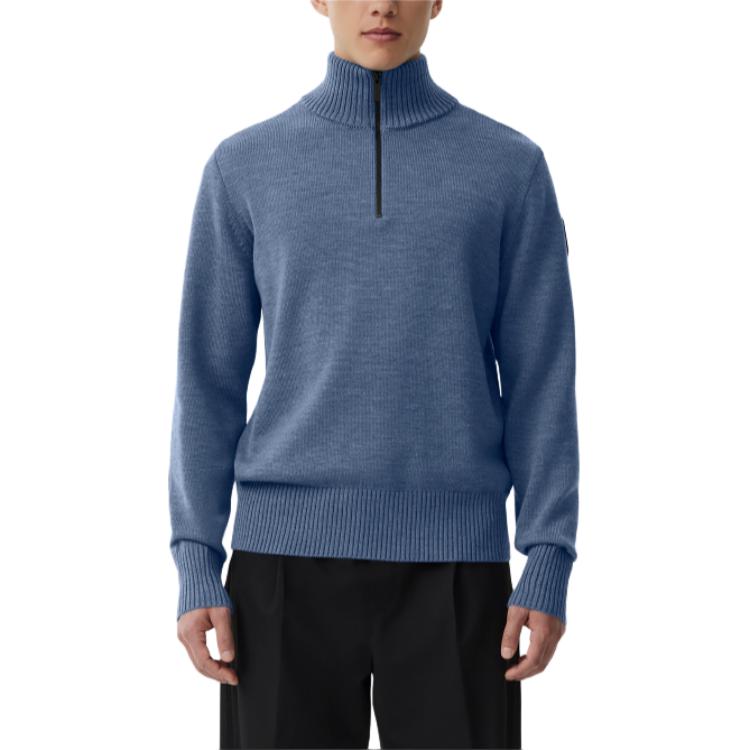 Purchase カナダグース ロッソー 1/4ジップ ロゴ ハイネック セーター ブルー SS24 7090M-1026